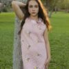 DUSTY FLORAL EMBROIDERED DRESS